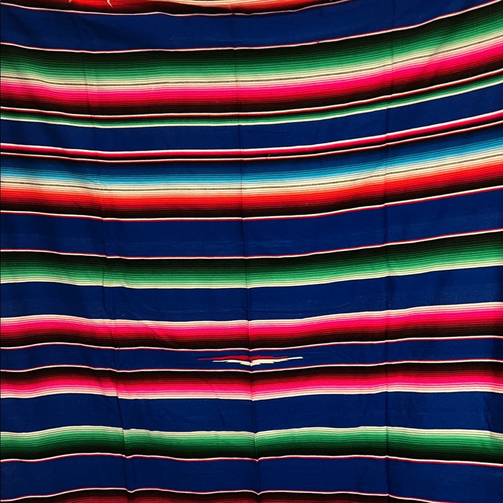 Mexican Serape Vibrant Multi-Colored 84 L X 60 1/2 Full Size Blanket Fringes - Picture 4 of 14
